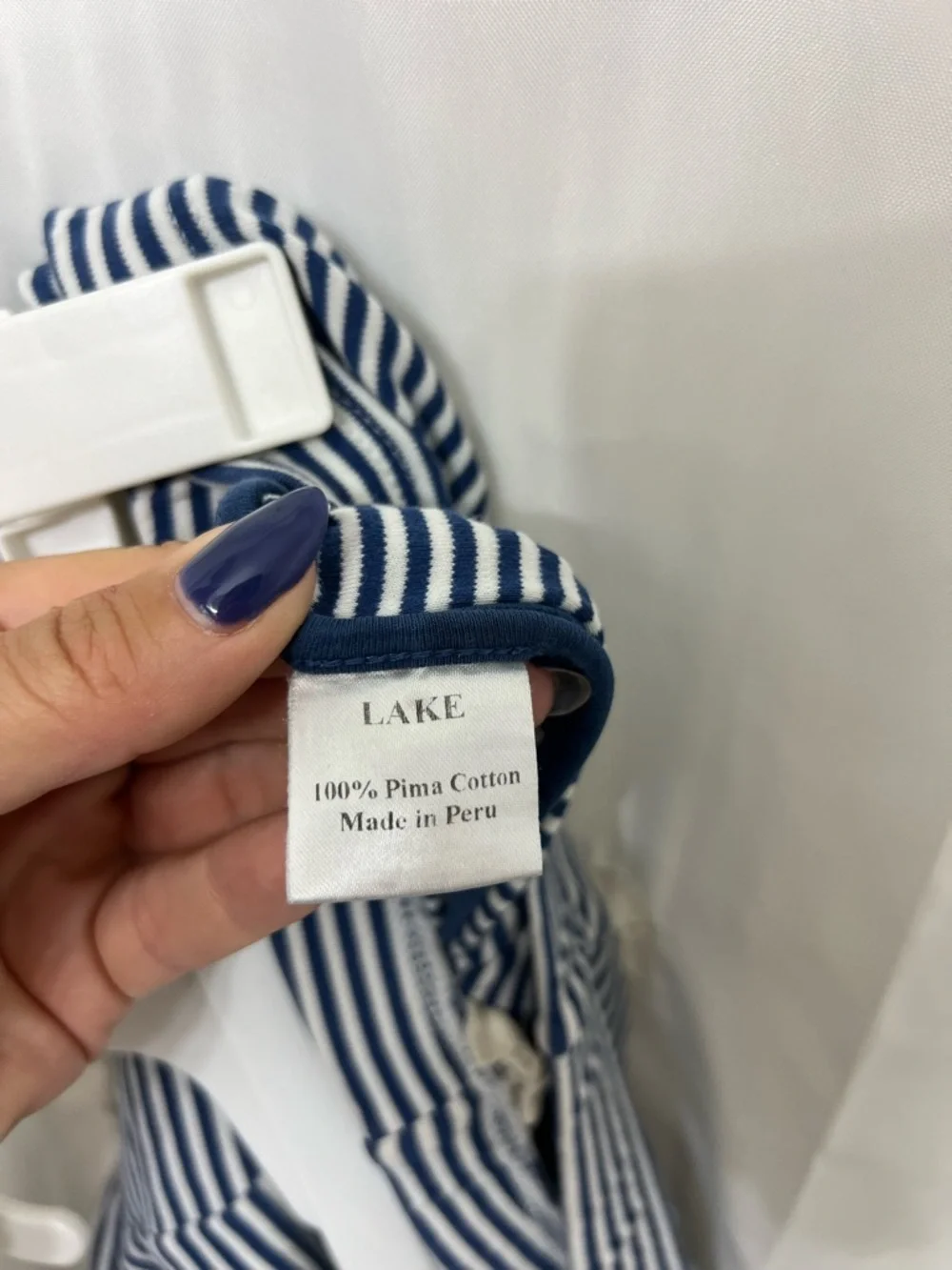 Lake Pima Cotton Pajama Pants Small Navy White Stripe Lounge Sleep Pants